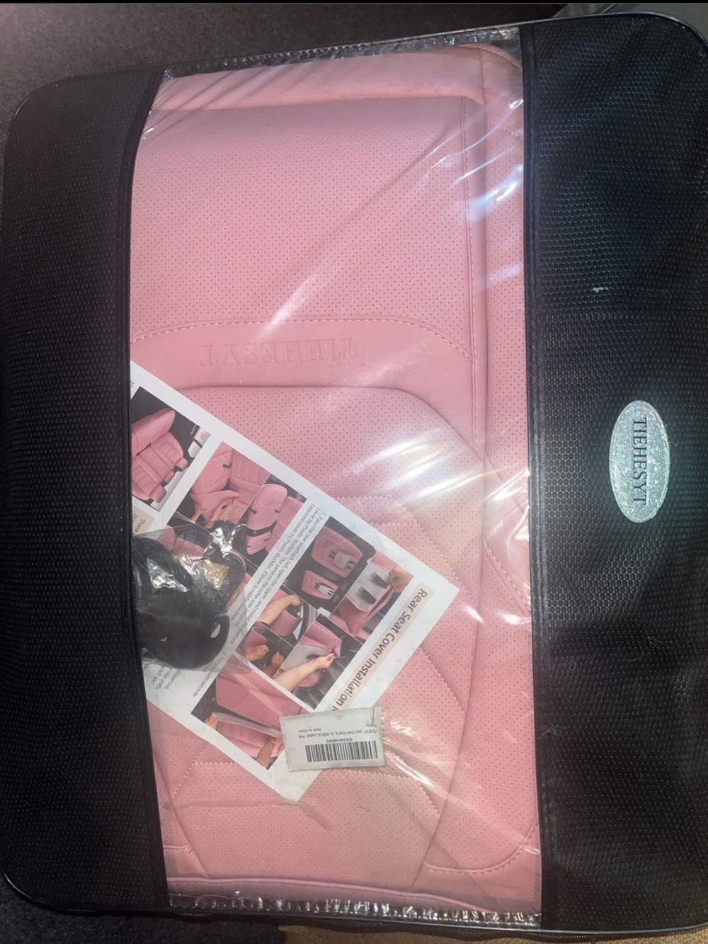 Pink waterproof leather car seat covers by Tiehesyt front and back